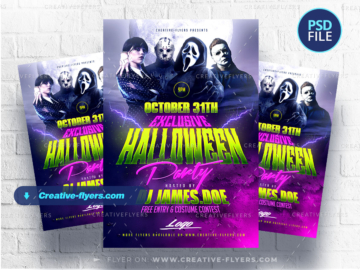 Halloween Flyer with Horror Movie Characters