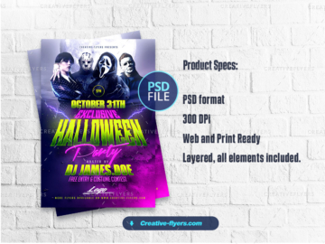 Halloween Flyer with Horror Movie Characters